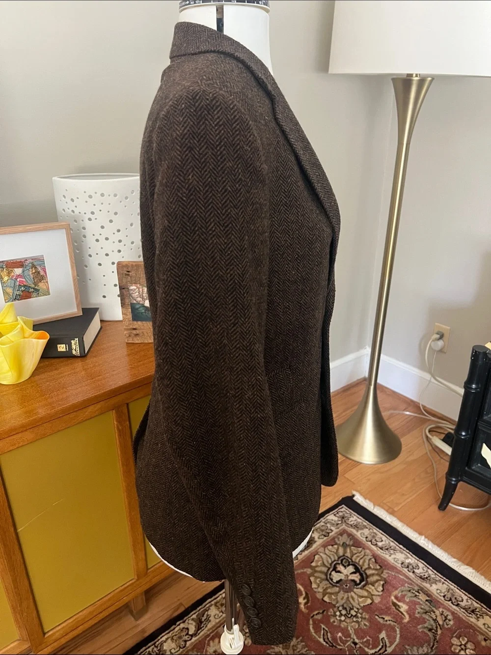 Tailored Brown Herringbone Wool Blazer - Men's Classic Suit Jacket